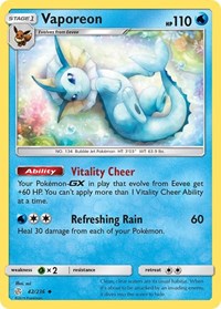 Vaporeon (Reverse Holofoil) English - SM - Cosmic Eclipse [Near Mint]
