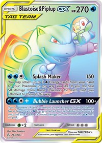 Blastoise & Piplup GX (Secret) (Holofoil) English - SM - Cosmic Eclipse [CGC Blue 9.5]
