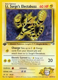 Lt Surges Electabuzz 27 English - Gym Heroes [Lightly Played]