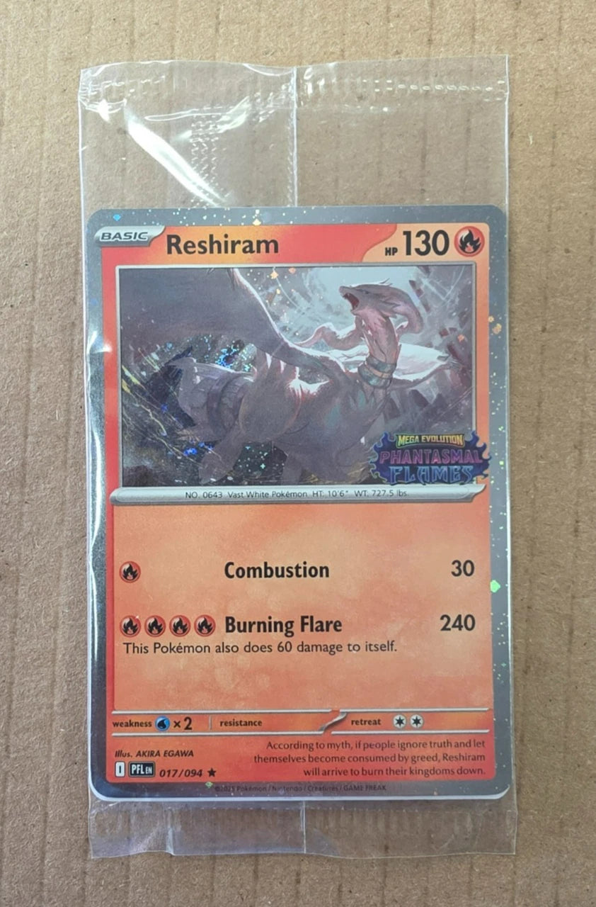 2025 Pokemon Phantasmal Flames Reshiram Stamped Promo Card 017/094 Sealed English - Promo [Near Mint]
