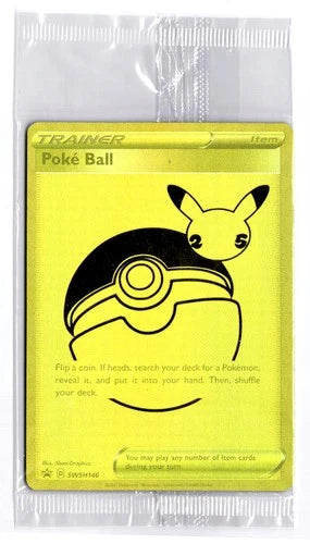Poke Ball SWSH146 Celebrations Gold Promo Factory Sealed Black Star Pokemon English - Celebrations [Near Mint]